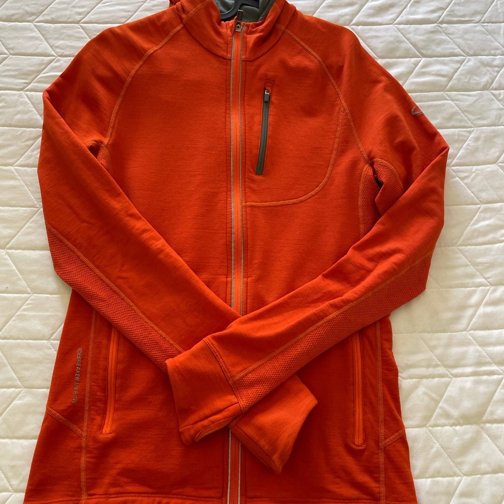 Icebreaker Orange and Gray Merino GT Zip Hoodie